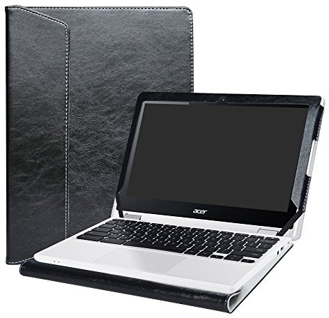 Alapmk Diseñado Especialmente La Funda Protectora de Cuero de PU para 11.6 Acer Chromebook R11 CB5-132T C738T / Chromebook 11 CB3-131 / Spin 1 SP111-33 Series Laptop,Negro