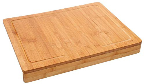 Planche à découper avec rebord en bambou coloris naturel - Dim : L. 45 x l. 34,5 cm -PEGANE