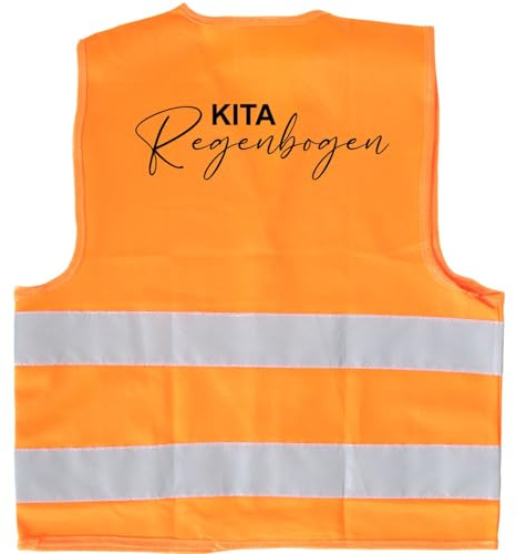 Kinder Sicherheitswesten orange Warnweste mit Namen Logo Druck