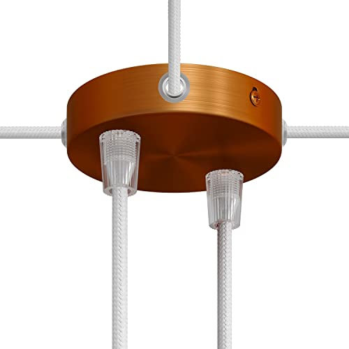 creative cables - Kit rosone cilindrico Mini in Metallo a 2 Fori e 4 Fori Laterali - Conico, Rame Satinato