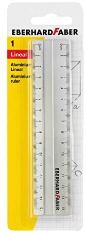 Eberhard Faber 570008 - Aluminium-Lineal, ca. 15 cm lang, mit Millimeter- und Zentimeter-Skalierung, rutschfest, für Schule, Büro und Freizeit