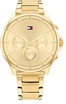Tommy Hilfiger Multi Zifferblatt Quarz Uhr für Damen mit Gelbgoldfarbenes Edelstahlarmband - 1782452