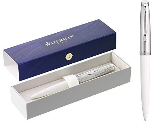 Waterman Embleme 2.0 Kugelschreiber mit Gravur | Geschenk für Mann und Frau | inspiriert von Pariser Mode | personalisiert | graviert | Blaue Tinte | Mittlere Spitze (Ivory C.C., Kugelschreiber)