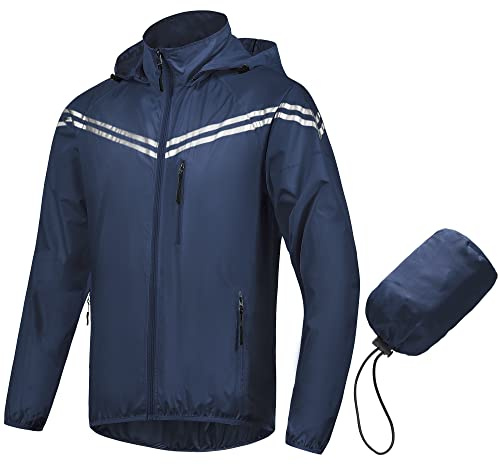 CREATMO US Men's Sun Protection Jacket Ultra Light Thin Breathable Packable Outdoor Cycling Jacket Hoodie Skin Clothing Navy S