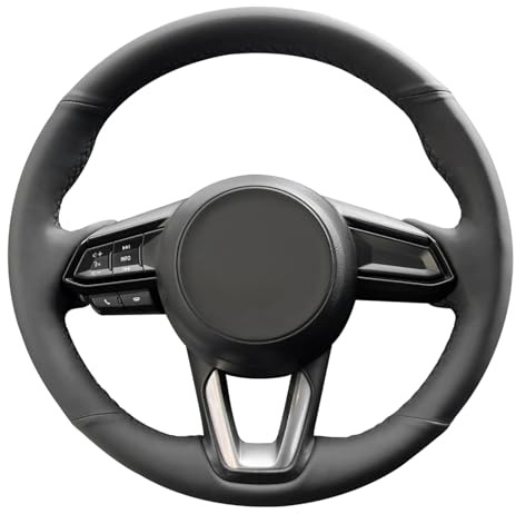 MEWANT Passgenauer Lenkradbezug zum Nähen für für Mazda 3 Mazda 6 | für Mazda 3 / Mazda 6 / CX-3 / CX-5 / CX-9 für Toyota Yaris Hand Nähen Echtes Leder Auto Lenkradhülle Atmungsaktiv
