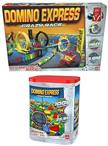 Bundle Domino Express Crazy Race. Champion Race. Cars. Autos. Autorennbahn. Dominosteine. Action. Actionrennspiel. Spiele ab 6 Jahren. + Domino Express Nachfüllpack 1000 Chips, Multicolor