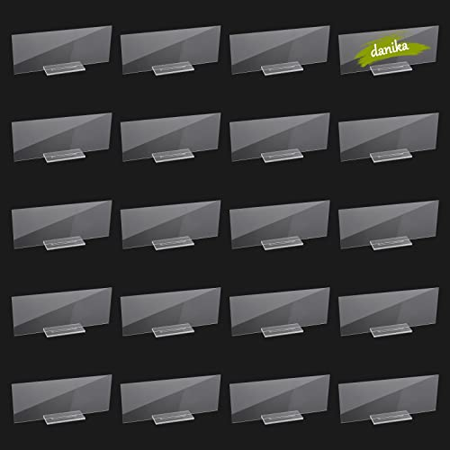 URROMA 20 PCS Acrylic Rectangle Blank Cards, Acrylic Name Plates For Weddings Names Table Numbers Dining Seating Food Signs DIY Painting Event Decoration