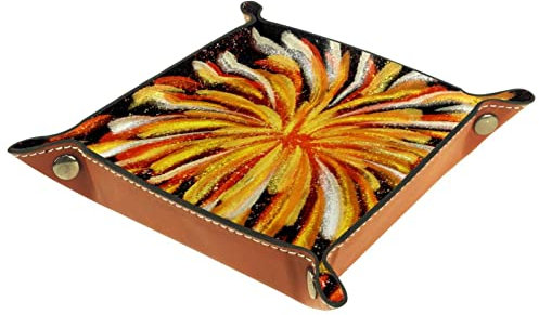 Würfeltablett aus Leder, quadratisch, faltbar, Feuerwerk, Schlüssel, Münzen, Süßigkeiten, Aufbewahrungsbox