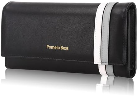 Pomelo Best Schlanke Damen Geldbörse mit RFID-Schutz Groß Vintage Portemonnaie Vegan Leder Brieftasche mit vielen Kartenfächer und Münzfach