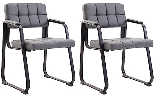 CLP Set di 2 sedie per visitatori Canada B con imbottitura e rivestimento in similpelle I Sedie per sala d'attesa con braccioli e struttura in metallo, Colore:grigio