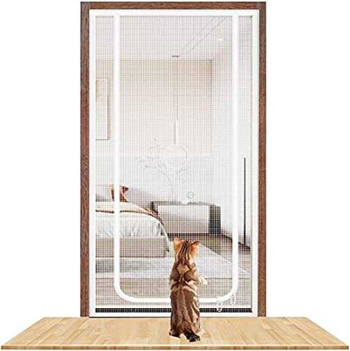 Katzensicher Verbesserte Haustiersichere Fliegengittertür Mit Reißverschluss 85 X 210 Cm, Verstärkte Katzengittertür, Keine Nageltrennwand, Katzenresistentes Netz, Verhindert, DASS Hunde Und Katzen Vo
