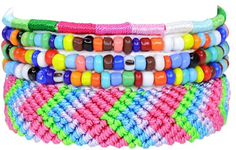 ALTCIRNMD Handgefertigtes Boho-Perlen-Armband-Set – Damen-Fußkettchen, Bunte Damen-Fußkettchen, Buntes Rocailles-Armband, Elastischer Fuß- Und Handkettenschmuck (5 Stück), Fotofarbe, Einheitsgröße