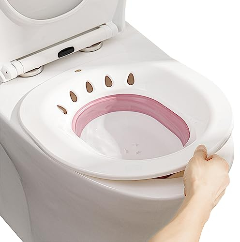 Sitzbadewanne für Hämorrhoiden, Schwangerschaft, Postpartale Pflege, Schüssel, Sitzbad für Hämorrhoiden, Toilettensitz, Sitzbadewanne für Damen und Herren, Po-Badewanne, tragbar, Grau (Rosa)