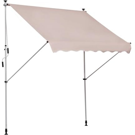 Terrassenmarkise, Teleskop-Gartenmarkise, Terrassenmarkisen, ohne Bohren, manuell einziehbare Standmarkise, unabhängige Kurbel, Sonnenschutz-Außenmarkise for Balkon ( Color : A , Size : W300cm(118.11i