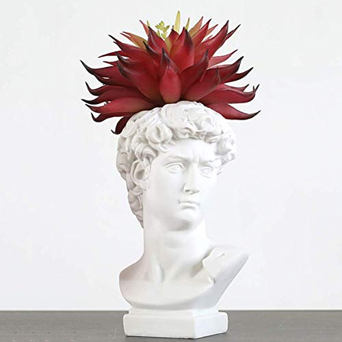 BEABAG Köpfe Pflanzer Harz Figur Kopf und Büste Skulptur Figur Ornament Pflanzer Vase Garten Home Decor, kleine Kopf Statue David Chislen 9X16Cm