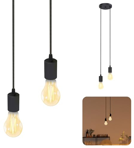 SSC-LUXon PARU Pendelleuchte Vintage 2-flammig - Hängelampe inkl. Smart CCT LED Lampen WLAN kompatibel mit Alexa, Siri & Google