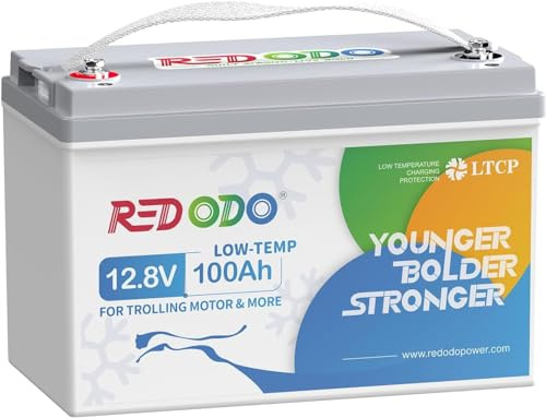 Redodo 12.8V 100Ah Taglio a bassa temperatura Batteria a ciclo profondo LiFePO4 con 1280W, BMS incorporato da 100A, perfetta per trolling motor, sistemi di energia solare | BMS 100A, 1280Wh, Basse Temperature, IP65 Impermeabile, 4000 Cicli Adatta Anche a Camper, Impianti Solari, Accumulo Domestico