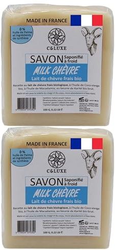 CELUXE Sapone al latte di capra fresco biologico e argento colloidale – Saponificazione a freddo,perfetto per Eczema,Psoriasi,Acne – Idratante e lenitiva,pelle morbida e radiante. 2 saponi da 100 g