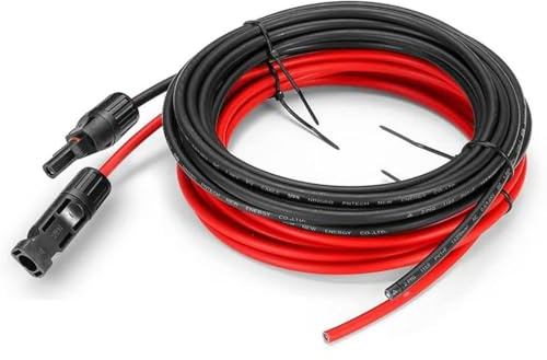 ANFIL Solarkabel 6mm² Solarpanel-Verlängerungskabel mit Buchse und Stecker inkl. 0% MwSt. gem. § 12 Abs. 3 UStG (1-30m, 4mm²/6mm²) für PV Kabel Solaranlage Solarpanel Verlängerun (3m rot + 3m schwarz)