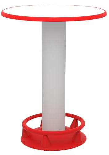 Quick-Table, Stehtisch rot/weiß, rund, Ø85cm, Höhe 110cm, wetterfest, stoß- und Kratzfest, Bistrotisch für Innen- und Außen, ohne Sonnenschirmöffnung
