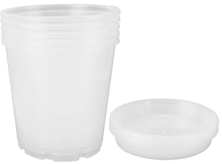 Cosiki Pots de Plantes, Ensemble de 5 Pots d'orchidées Transparents, Pots de Plantes Portables Réutilisables et Résistants aux Intempéries avec Soucoupes pour l'intérieur (Grandes