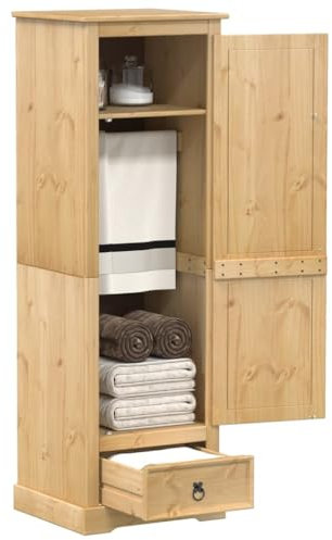 Sufrk Kleiderschrank Vorratsschrank Mehrzweckschrank Schrank Kleiderschrank Corona 55x50x170 cm Massivholz Kiefer