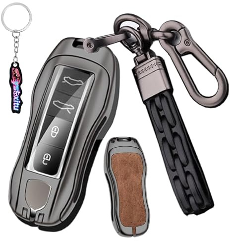 Ysbxitu Schlüsselbox Keyless Go Schutz kompatibel mit Porsche Cayenne Panamera 911 971 9YA Macan Boxster Carrera Taycan 911 971 Gehäuse der Fernbedienung Cover Schlüsselgehäuse Geschenkidee- A braun