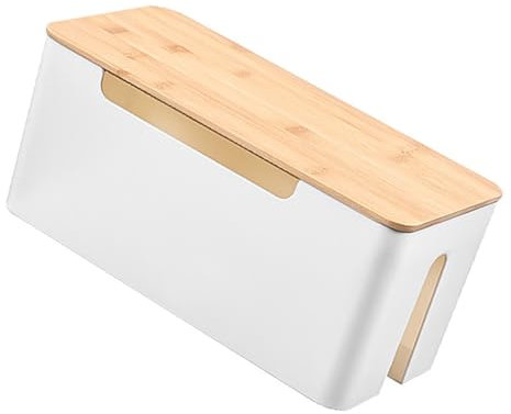Ubxvamm Desk Cable Organizers Boxes Sturdy Cable Organization Boxes with Wood Lid for Organizing Home Wires