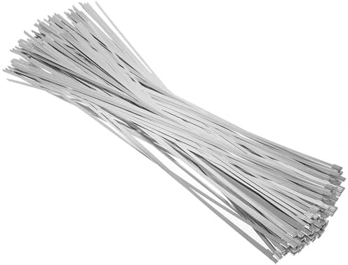 PATIKIL Fascette Metalliche 100 Pz, 24 Pollici Fascette Autobloccanti In Acciaio Inox 304 Resistente, Legatura Multiuso Da 250LB Per Interni e Esterni, Argento