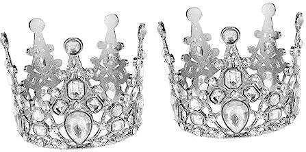 CANIGHT 2 Stück Gender Reveal Metall Krone Kuchen Topper Cupcake Krone Für Hochzeit Baby Shower Vintage Stil Mini Silber