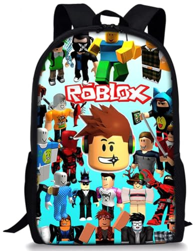 Robllox Zaino per Bambini, Robllox Cartoon Zainetti 3D Stampato Borsa da Scuola Zaino Scuola Anime Zainetti per Bambini Borsa da Viaggio Sport Zaino Regolabile Borse da Scuola per Scuola, Passeggio
