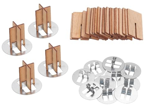 QUARKZMAN 10 Set Holzdochte 0,5 x 0,8 Zoll Natürliche mit Ständer | Kreuzform Kerne, Für Kerzenherstellung, Holzdochte