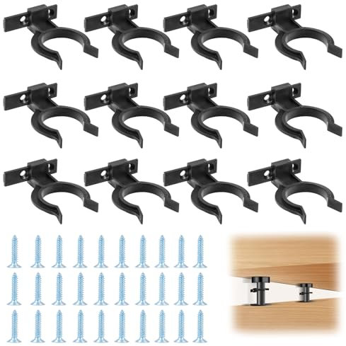 Flintronic 12 Piezas Clips de Fijación para Zócalos de Cocina, Soportes para Zócalos de Cocina, con 30 Tornillos, para sofás, mesas, camas, soportes de TV, armarios y otros muebles, para 32mm-42mm