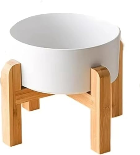 Générique Gamelle Double Surélevée Céramique pour Gros Chiens,Mangeoires pour Animaux Compagnie, Bol pour Chat Fournitures d'alimentation pour Chiens Petite,Moyenne et Grande Taille avec Support Bois