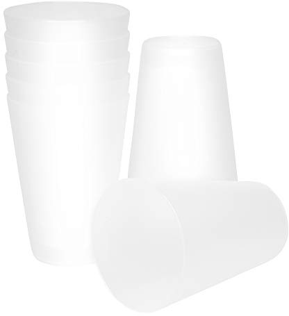 Trinkbecher 400 ml Farbe & Menge wählbar, Hartplastikbecher für Party, Kinderbecher, stapelbare Plastikbecher 0,4 l, Mehrweg Kunststoffbecher, Zahnputzbecher & Cocktailgläser (25, Transparent)