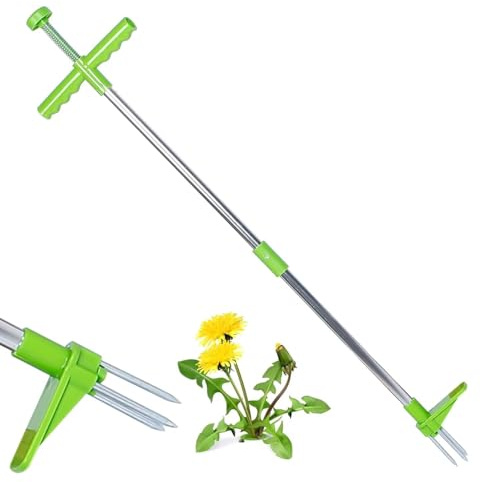 BOSENIYU Extractor de malezas, herramienta de mano de pie, extractor de malas hierbas, herramienta de deshierbe de jardín con 3 garras y pedal de pie.