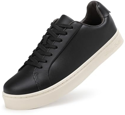 Sneakers Uomo Scarpe Casual in Pelle Scarpe da Ginnastica Passeggio Skateboard Business Nero 43