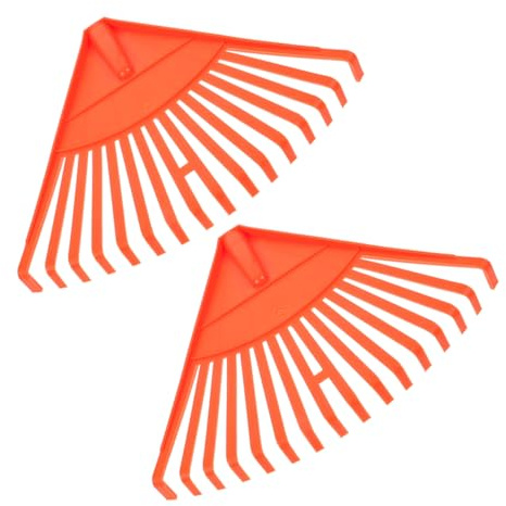 YOSADIER Rastrillo Plástico para Hojas De Jardín 16 Dientes Naranja 2 Unidades para Césped y Limpieza Exterior Herramienta Manual Práctica