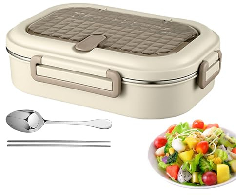Genérico Envases Térmicos para Comida Caliente - Para Adultos,Microondable Antifugas Acero Inoxidable con Cubiertos y Recipiente Compartimentado para Picnic Oficina Comida