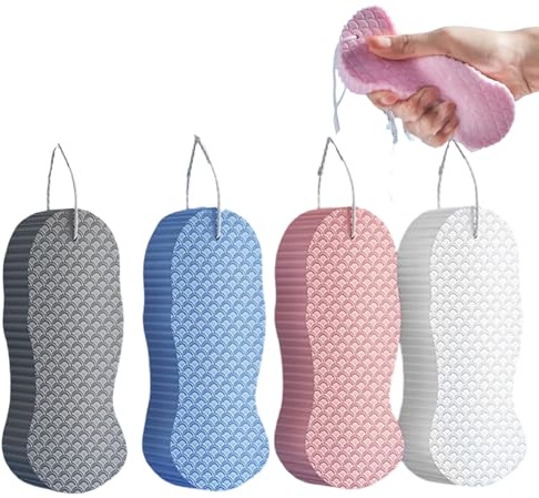 FloralGrace 4 pièces Super Doux Gant de Gommage exfoliant, Gant de Douche réutilisable Contre Les Peaux mortes, Gant exfoliant Doux pour Le Corps pour Adultes, Enfants et