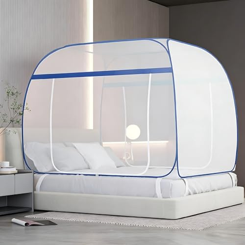 YeahBoom Moskitonetz Bett Pop Up,180cmX200cm Faltbares Bett-Moskitonetz | Mobiler Insektenschutz Moskitozelt,Tragbares Reise-moskitonetz,Faltbares Anti Mosquito Bites Mückennetz für Zimmer Outdoor