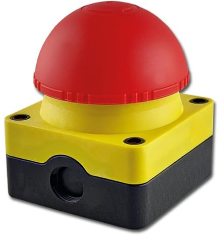 Grobhand NOT-AUS Buzzer (rastende Ausführung!) mit extra großem Pilz (81 mm) 1 Schließer 1 Öffner AP