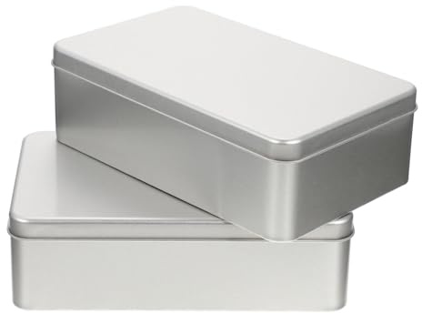 LALADEFIEE 2 Stück Silberne Blechdosen aus Weißblech mit Ausreichendem Fassungsvermögen Wiederverwendbar und Leicht als Dekorative Verpackung für Tiramisu und Gebäck