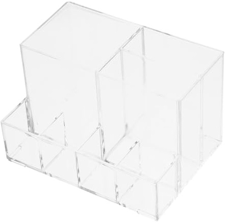 STOBAZA Acrylic Makeup Brush Storage Bucket with Multi-Compartment Design, Lightweight Desktop Organizer to Reduce Tabletop Clutter, for Office and Bedroom Use