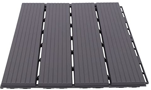 Set di 22 piastrelle per terrazze, in plastica, nero, 30 x 30 x 1,6 cm, antiscivolo, con funzione di drenaggio, per esterni, balcone, giardino, veranda