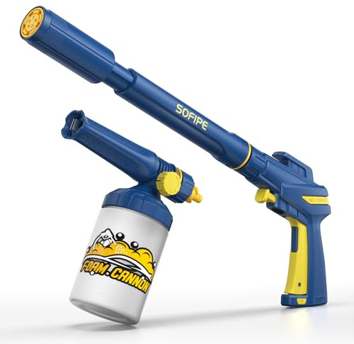 Pressure Washer Gun with Foam Cannon, Built-in 5 Spray Nozzles, M22-14 & M22-15 Adapters, 3/8 Quick-Connect Adapter