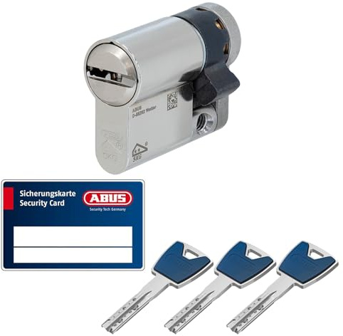 ABUS EC880 låscylinder, modulär halvcylinder 10/40, likvärdig låscylinder, dörrcylinder för ytterdörr och lägenhetsdörr inkl. säkerhetskort