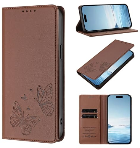 Funda para Motorola Moto Edge 40 Neo Case, Cierre Magnético Función Soporte Bloqueo RFID Flip Billetera de Cuero PU Carcasa Móvil para Motorola Moto Edge 40 Neo, Marrón