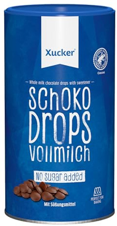 Xucker 750 g Schokoladen-Drops Edel Vollmilch - kohlenhydrat-bewusste Schoko-Drops - zahnfreundlich mit Xylit, 1er Pack (1 x 750 g)
