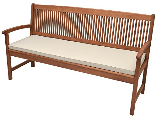 Beautissu Base BK Colchonetas para Bancos Cojines para Bancos con Costura de Rombos - comodísmo y desenfundable - Colchón para Banco de jardín 120x48x5cm Natural